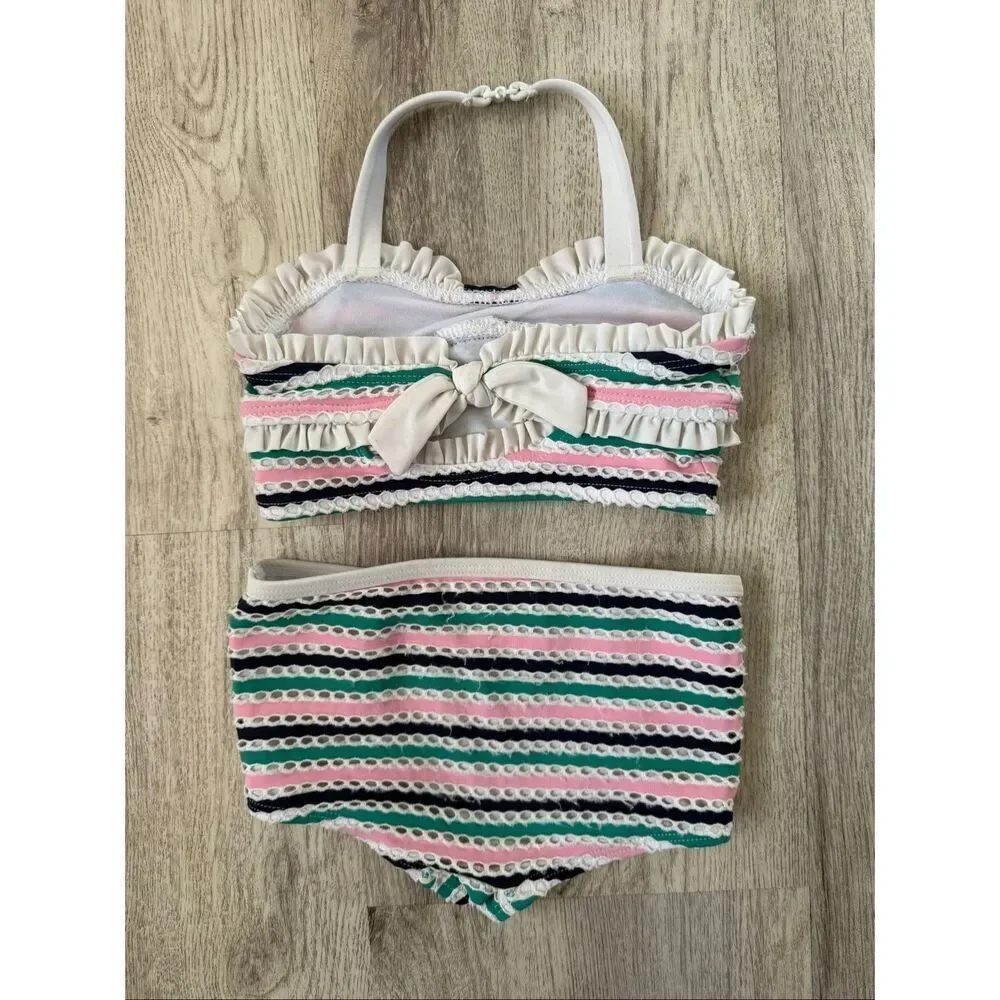 Janie and Jack 18-24 Months Baby Girl Textured Striped 2-Piece Swimsuit